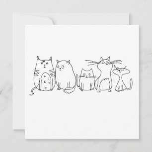 Tecknad för Cat gang Line Art Inbjudningar