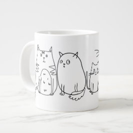 Tecknad för Cat gang Line Art Jumbo Mugg