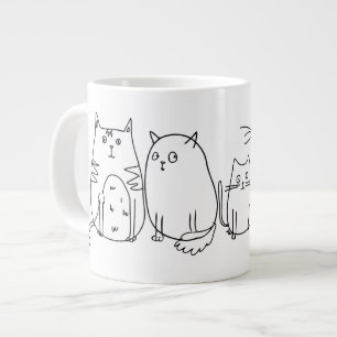 Tecknad för Cat gang Line Art Jumbo Mugg