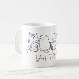 Tecknad för Cat gang Line Art Kaffemugg