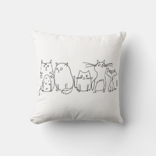 Tecknad för Cat gang Line Art Kudde
