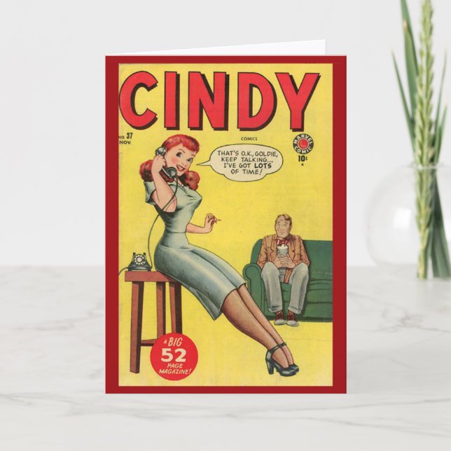 Tecknad för"Cindy"-Vintage Kort (Framsida)