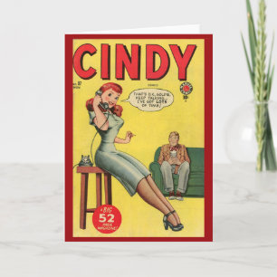 Tecknad för"Cindy"-Vintage Kort