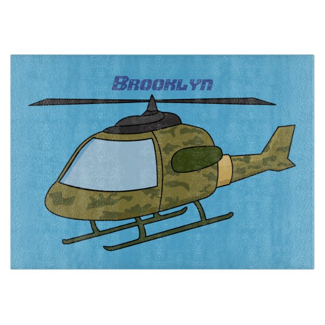Tecknad för Cute Army-kamouflage-helikopter (Framsidan)