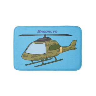 Tecknad för Cute Army-kamouflage-helikopter Badrumsmatta