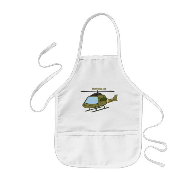 Tecknad för Cute Army-kamouflage-helikopter Barnförkläde (Framsidan)