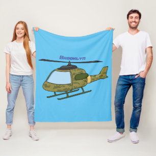 Tecknad för Cute Army-kamouflage-helikopter Fleecefilt