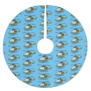 Tecknad för Cute Army-kamouflage-helikopter Julgransmatta Borstad Polyester