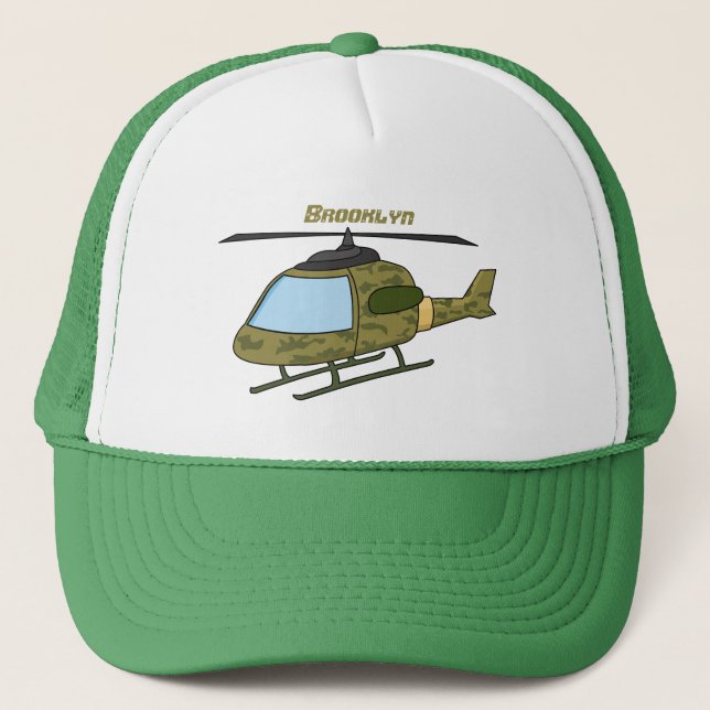 Tecknad för Cute Army-kamouflage-helikopter Keps (Framsida)