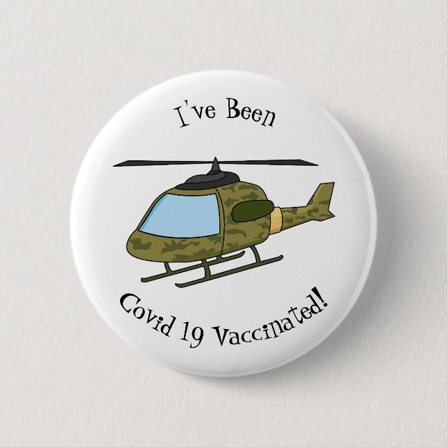 Tecknad för Cute Army-kamouflage-helikopter Knapp (Framsida)