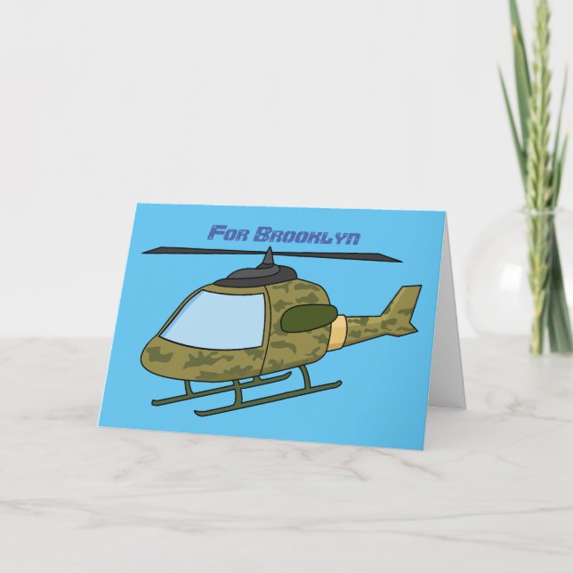 Tecknad för Cute Army-kamouflage-helikopter Kort (Framsida)