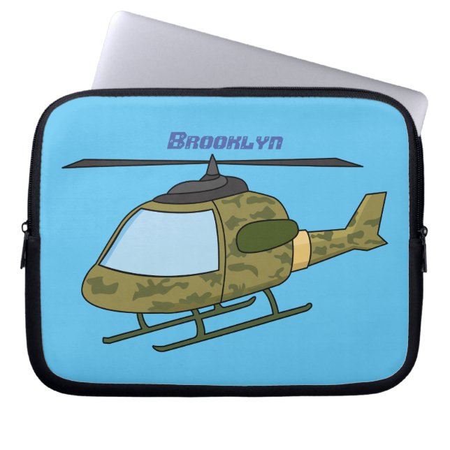 Tecknad för Cute Army-kamouflage-helikopter Laptop Fodral (Framsidan)