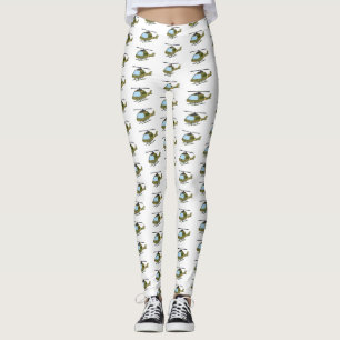 Tecknad för Cute Army-kamouflage-helikopter Leggings