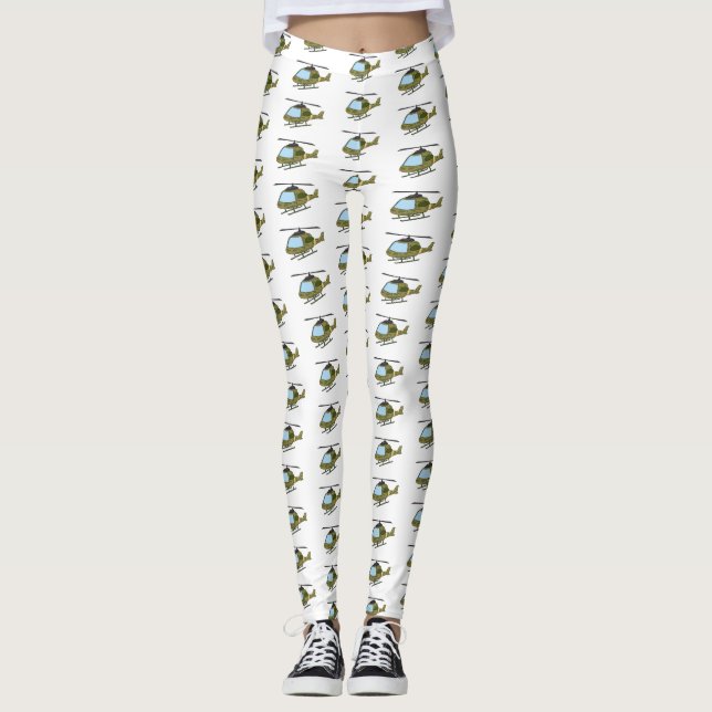 Tecknad för Cute Army-kamouflage-helikopter Leggings (Framsida)