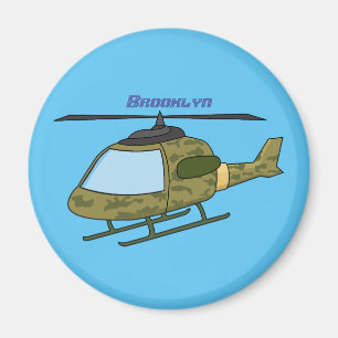 Tecknad för Cute Army-kamouflage-helikopter Magnet