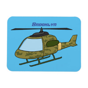 Tecknad för Cute Army-kamouflage-helikopter Magnet