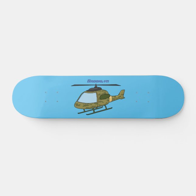 Tecknad för Cute Army-kamouflage-helikopter Mini Skateboard Bräda 18,5 Cm (Horz)
