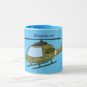 Tecknad för Cute Army-kamouflage-helikopter Mugg