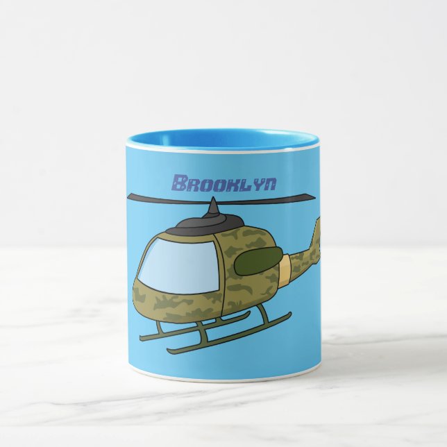 Tecknad för Cute Army-kamouflage-helikopter Mugg (Center)