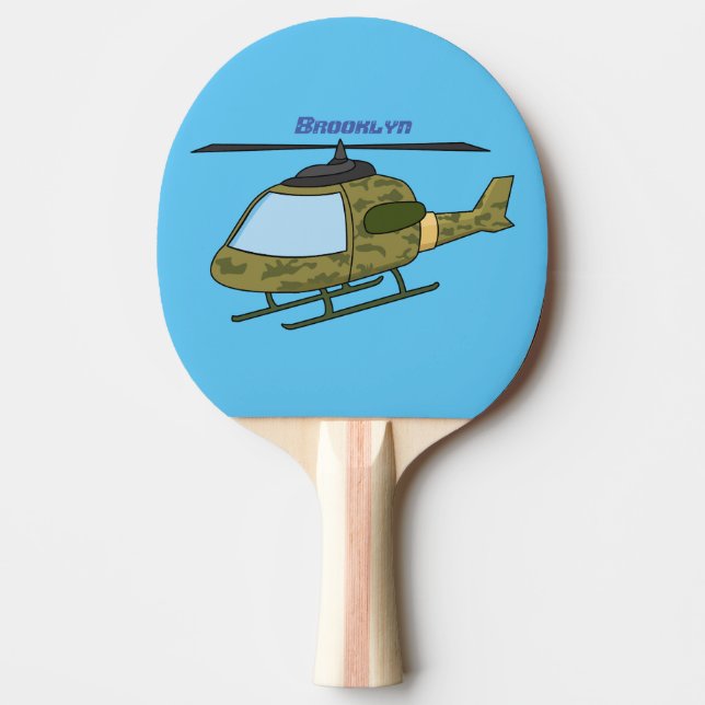 Tecknad för Cute Army-kamouflage-helikopter Pingisracket (Framsidan)