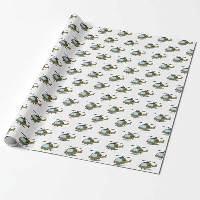 Tecknad för Cute Army-kamouflage-helikopter Presentpapper (Utrullad)