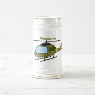 Tecknad för Cute Army-kamouflage-helikopter Sejdel