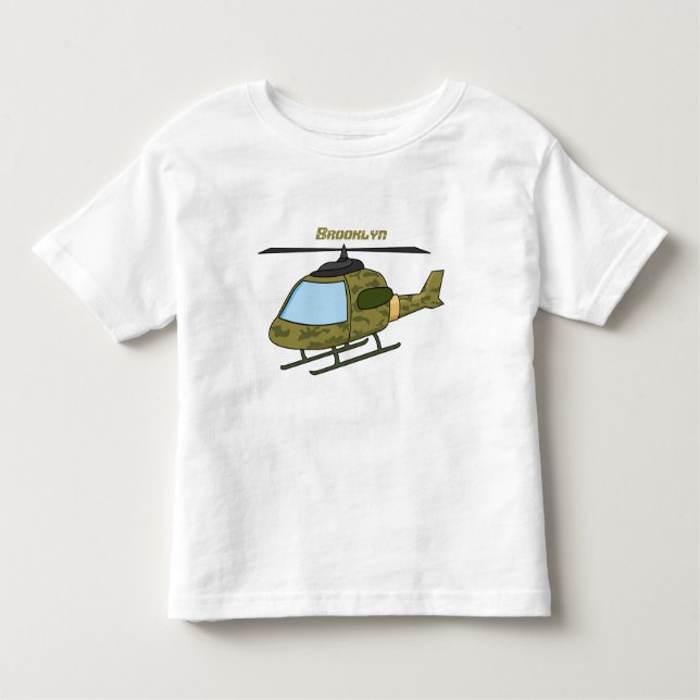 Tecknad för Cute Army-kamouflage-helikopter T Shirt (Framsida)