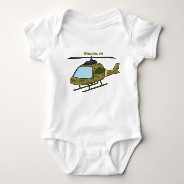 Tecknad för Cute Army-kamouflage-helikopter T Shirt (Framsida)