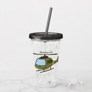 Tecknad för Cute Army-kamouflage-helikopter Take Away Mugg