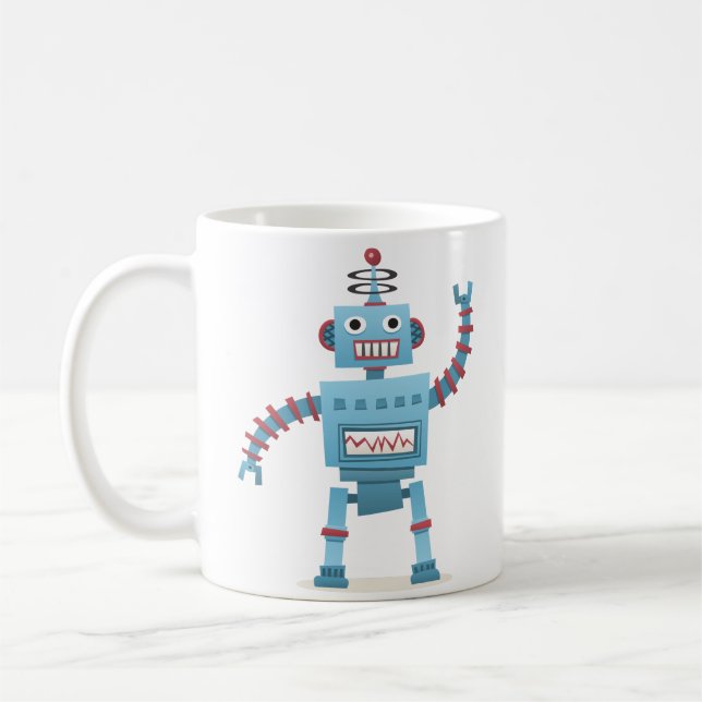 Tecknad för Cute-återrobot och roid-barn Kaffemugg (Vänster)