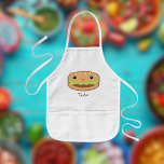 Tecknad för cute Cheeseburger Barnförkläde<br><div class="desc">Detta är ett exempel på en burgare med ett lycklig-uttryck,  med sallat och ost.</div>