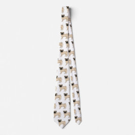 Tecknad för "Cute Fawn Pug" Hund Illustrated Hund  Slips