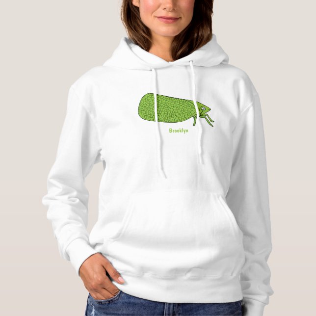 Tecknad för Cute grönt-insekt för löv- T Shirt (Framsida)