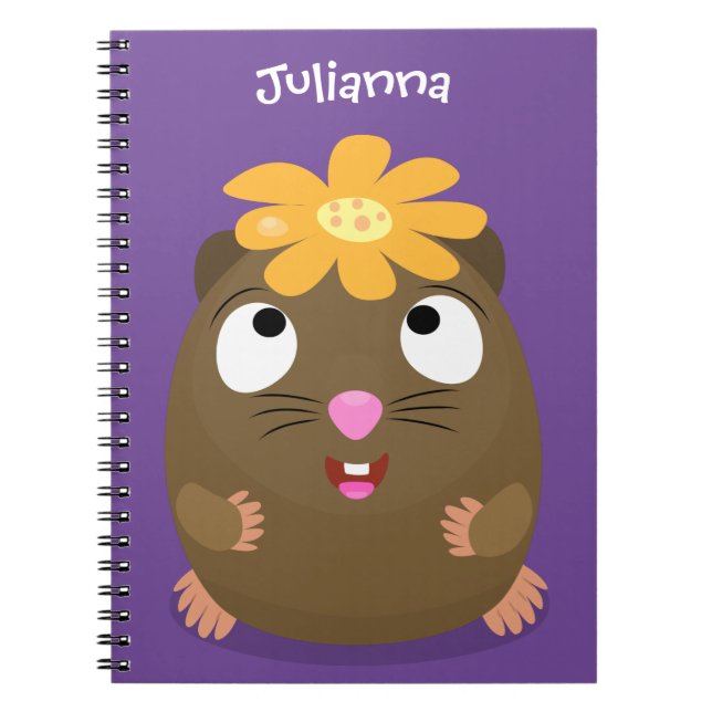 Tecknad för Cute guinea gris lycklig Anteckningsbok (Framsidan)