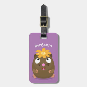 Tecknad för Cute guinea gris lycklig Bagagebricka