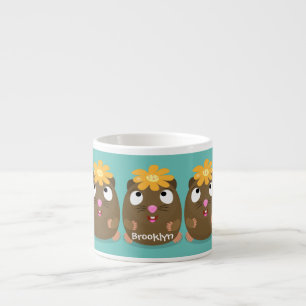 Tecknad för Cute guinea gris lycklig Espressomugg