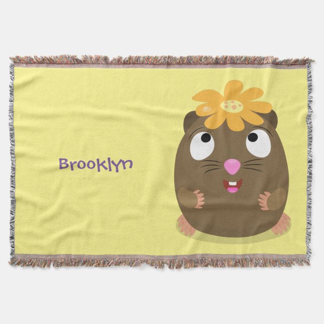 Tecknad för Cute guinea gris lycklig Filt (Framsidan)