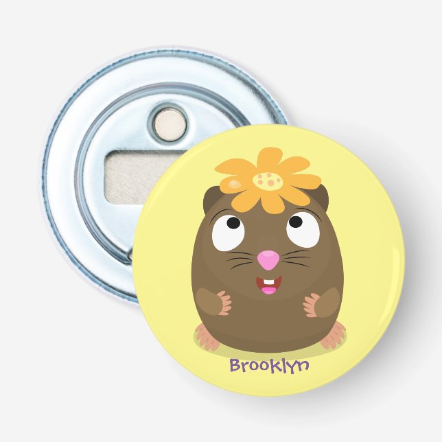 Tecknad för Cute guinea gris lycklig Flasköppnare (Framsidan)