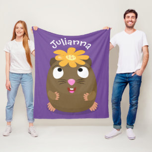 Tecknad för Cute guinea gris lycklig Fleecefilt