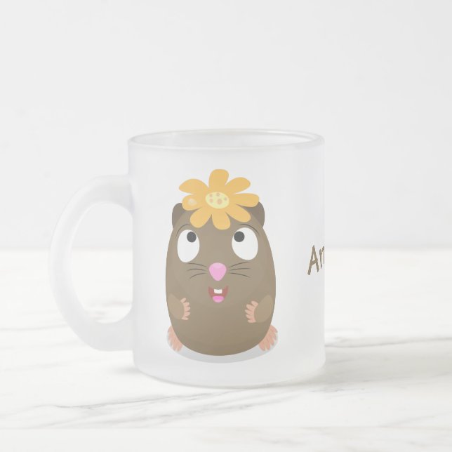 Tecknad för Cute guinea gris lycklig Frostad Glasmugg (Vänster)