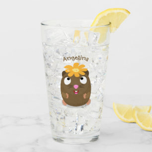 Tecknad för Cute guinea gris lycklig Glaskopp