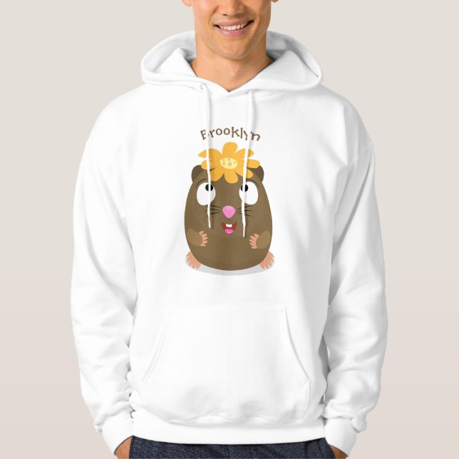 Tecknad för Cute guinea gris lycklig Hoodie (Framsida)