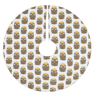 Tecknad för Cute guinea gris lycklig Julgransmatta Borstad Polyester