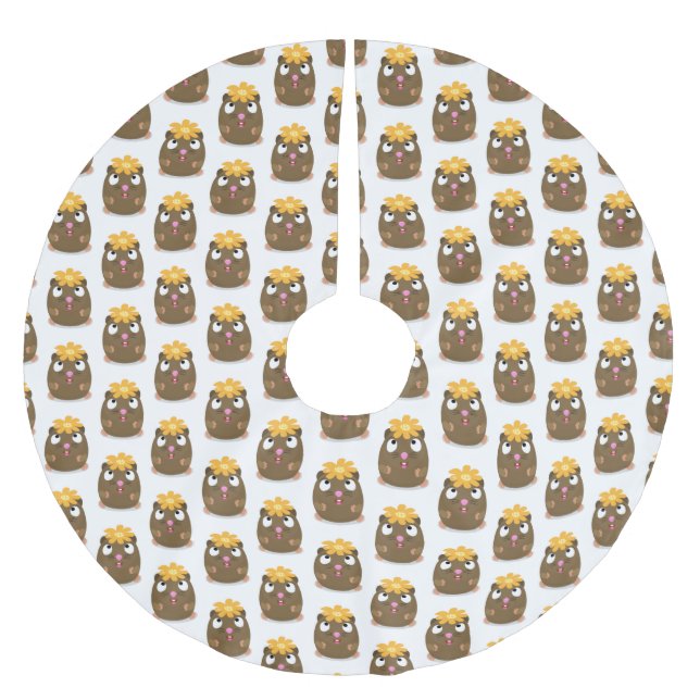 Tecknad för Cute guinea gris lycklig Julgransmatta Borstad Polyester (Framsidan)