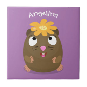 Tecknad för Cute guinea gris lycklig Kakelplatta