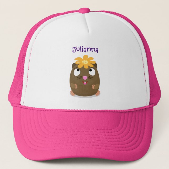 Tecknad för Cute guinea gris lycklig Keps (Framsida)