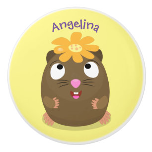 Tecknad för Cute guinea gris lycklig Knopp