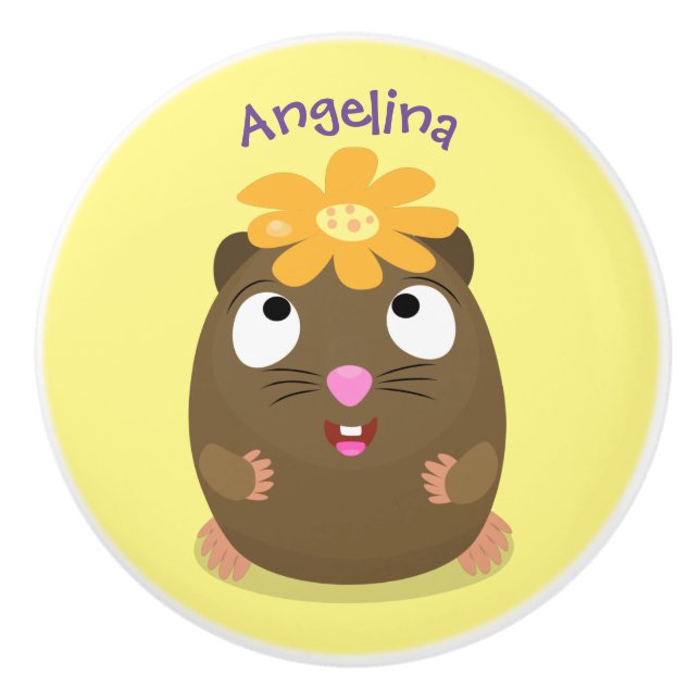 Tecknad för Cute guinea gris lycklig Knopp (Framsidan)