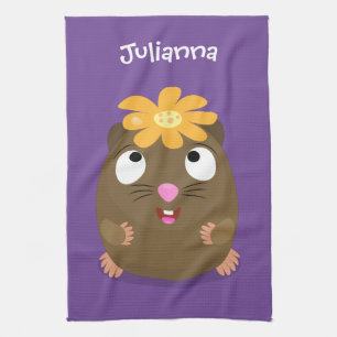 Tecknad för Cute guinea gris lycklig Kökshandduk