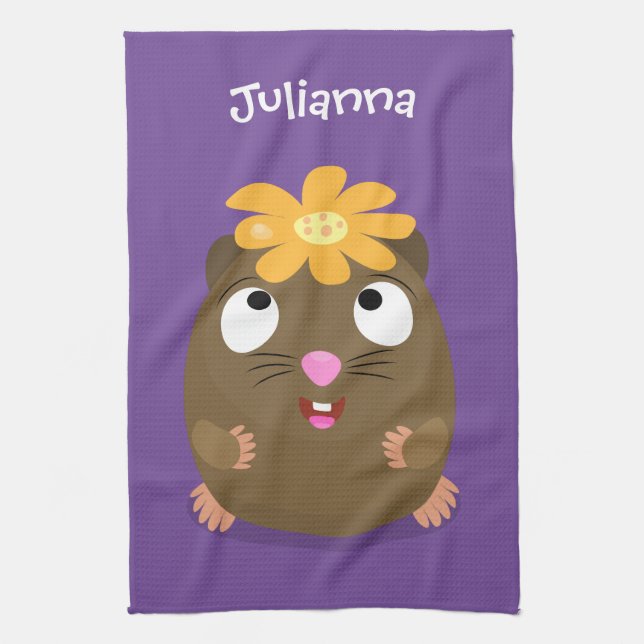 Tecknad för Cute guinea gris lycklig Kökshandduk (Vertikal)